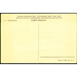 M/S STOKHOLM - Swedish American Line - u/n - Ubrugt