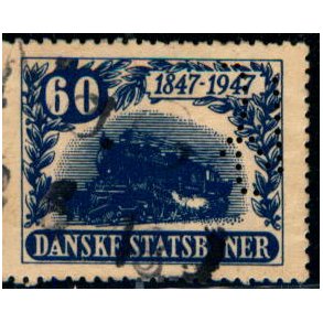 Perfin - Srensen, Madsen & Co. p Jernbanemrke - Stemplet