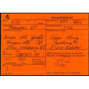 Ndadressekort - 8. feb. 1977