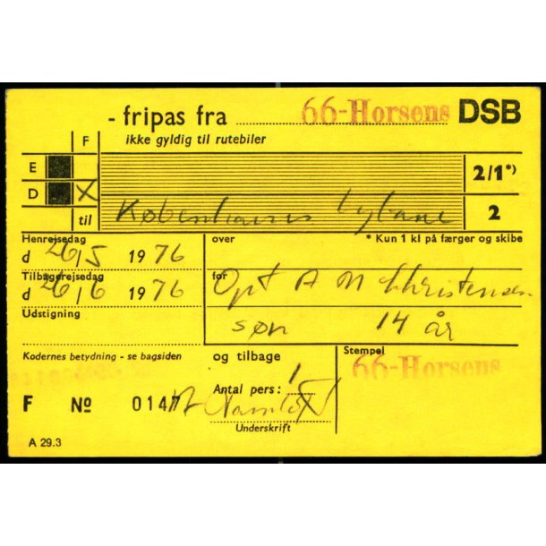 Fripas fra 66- Horsens - DSB - 26 - 5 1976