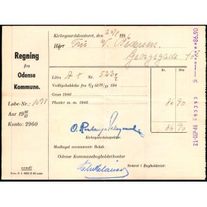 Regning fra Odense Kommune - Kirkegaardskontoret 25 - 8 - 46 