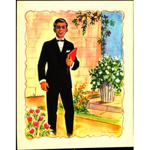 Anni Lippert - Konfirmationstelegram  18 x 22 cm. - Rudolf Olsen u/n