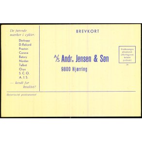 A/S Andr.Jensen & S�n - Helsagskort u/n - Ubrugt