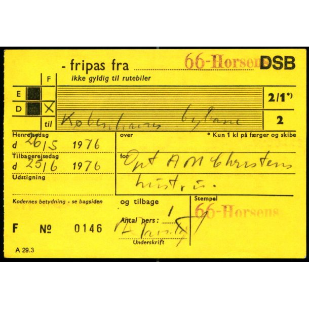 Fripas fra 66- Horsens - DSB - 26 - 5 1976