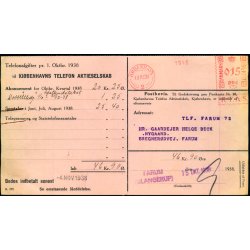 Postbevis - Kjbenhavns Telefon Aktieselskab - 1938