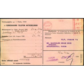 Postbevis - Kjbenhavns Telefon Aktieselskab - 1938