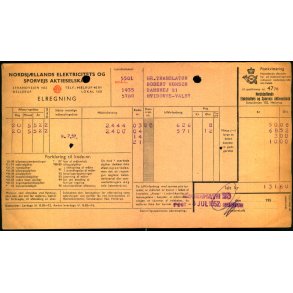 Postkvitering - Norssjllands Elektricitetsvrk og Sporvejs Aktieselskab - 1952