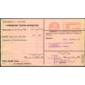 Postbevis - Kjbenhavns Telefon Aktieselskab - 1938