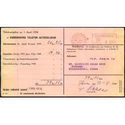 Postbevis - Kjbenhavns Telefon Aktieselskab - 1938