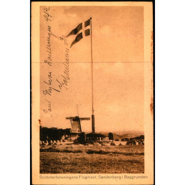 Soldaterforeningens Flagmast. S�nderborg i Baggrunden - J. Bolsen u/n - Brugt
