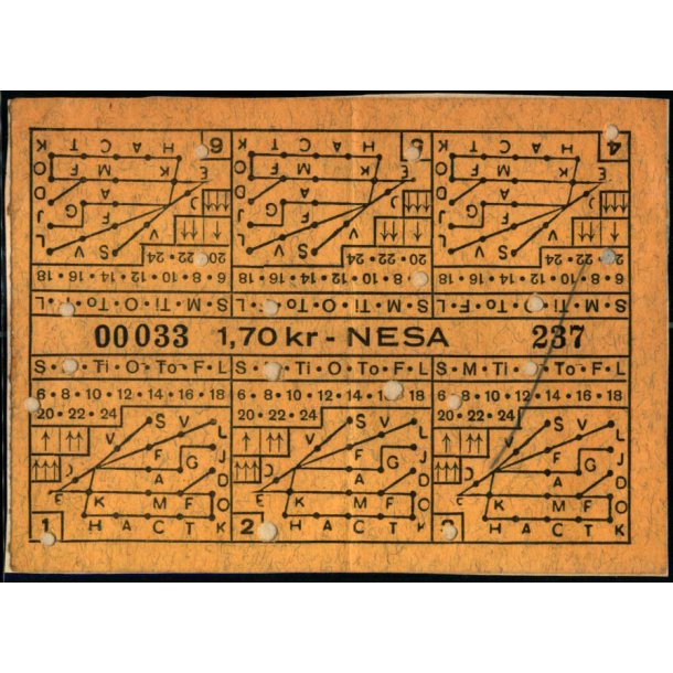 NESA - Klippekort - 6 ture p 30 res strkning - 1,70 kr.