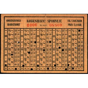 Kbenhavns Sporveje - Omstigningsrabatkort - 5 Rejser 3,25 Kr.