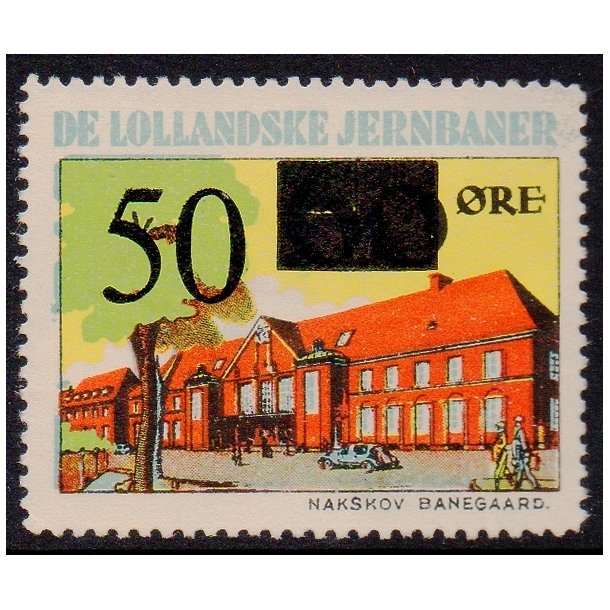 De Lollandske Jernbaner  - Godsfrimrke - 60 re overstemplet til 50 re - Ustemplet