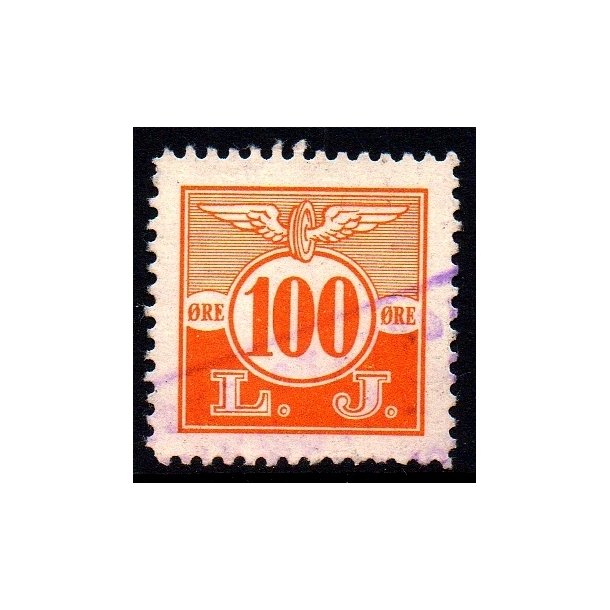 L. J. - (Lollands Jernbane)  - Godsfrimrke - 100 re - Stemplet