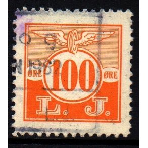 L. J. - (Lollands Jernbane)  - Godsfrimrke - 100 re - Stemplet