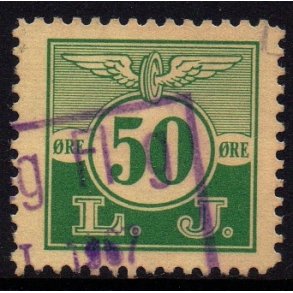 L. J. - (Lollands Jernbane)  - Godsfrimrke - 50 re - Stemplet