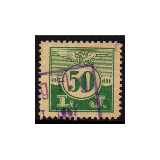 L. J. - (Lollands Jernbane)  - Godsfrimrke - 50 re - Stemplet