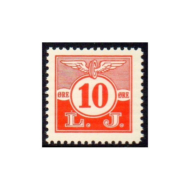 L. J. - (Lollands Jernbane)  - Godsfrimrke - 10 re - Ustemplet