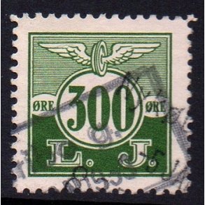 L. J. - (Lollands Jernbane)  - Godsfrimrke - 300 re - Stemplet