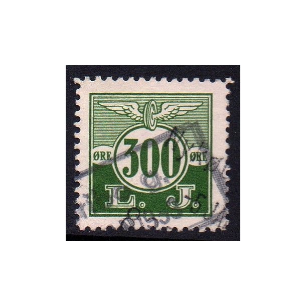 L. J. - (Lollands Jernbane)  - Godsfrimrke - 300 re - Stemplet