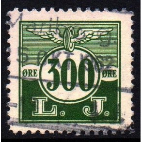 L. J. - (Lollands Jernbane)  - Godsfrimrke - 300 re - Stemplet