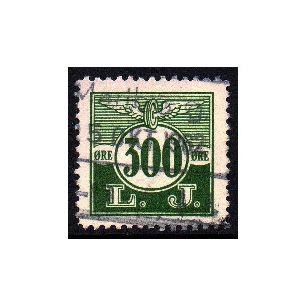 L. J. - (Lollands Jernbane)  - Godsfrimrke - 300 re - Stemplet