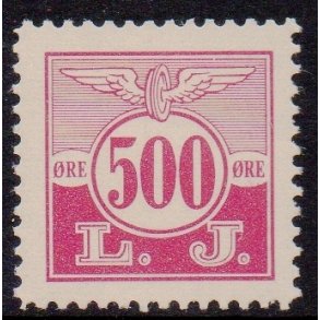 L. J. - (Lollands Jernbane)  - Godsfrimrke - 500 re - Ustemplet