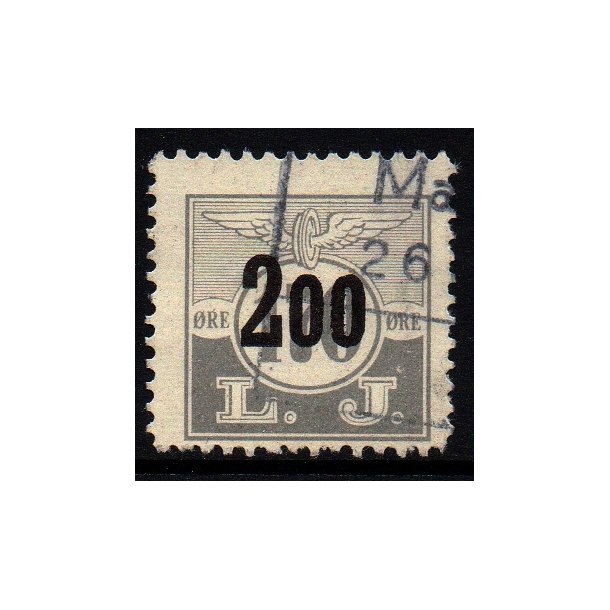L. J. - (Lollands Jernbane)  - Godsfrimrke - 170 re overstemplet til 200 re - Stemplet