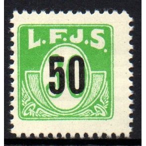 L.F.J.S. - ( Lolland Falsters Jernbaneselskab ) - Godsfrimrke - 30 re overstemplet til 50 re - Us