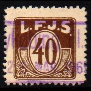 L.F.J.S. - ( Lolland Falsters Jernbaneselskab )   - Godsfrimrke - 40 re - Stemplet