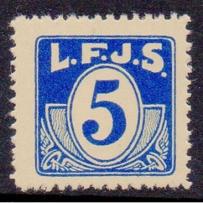 L.F.J.S. - ( Lolland Falsters Jernbaneselskab )   - Godsfrimrke - 5 re - Ustemplet