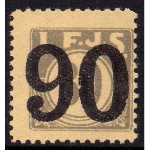 L.F.J.S. - ( Lolland Falsters Jernbaneselskab ) - Godsfrimrke - 80 re overstemplet til 90 re 