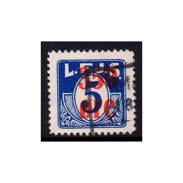 L.F.J.S. - ( Lolland Falsters Jernbaneselskab ) - Godsfrimrke - 5 re overstemplet til 350 re 