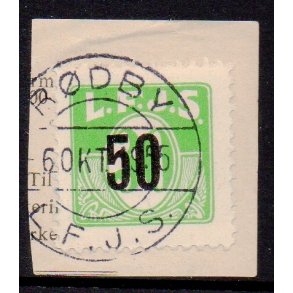 L.F.J.S. - ( Lolland Falsters Jernbaneselskab ) - Godsfrimrke - 30 re overstemplet til 50 re - ST