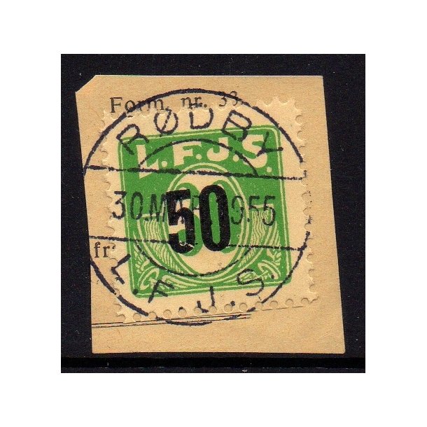L.F.J.S. - ( Lolland Falsters Jernbaneselskab ) - Godsfrimrke - 30 re overstemplet til 50 re - ST
