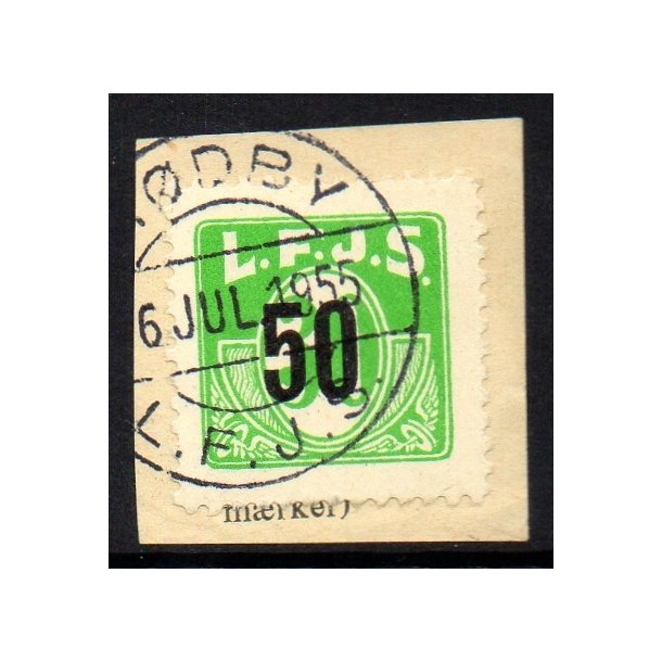 L.F.J.S. - ( Lolland Falsters Jernbaneselskab ) - Godsfrimrke - 30 re overstemplet til 50 re - ST