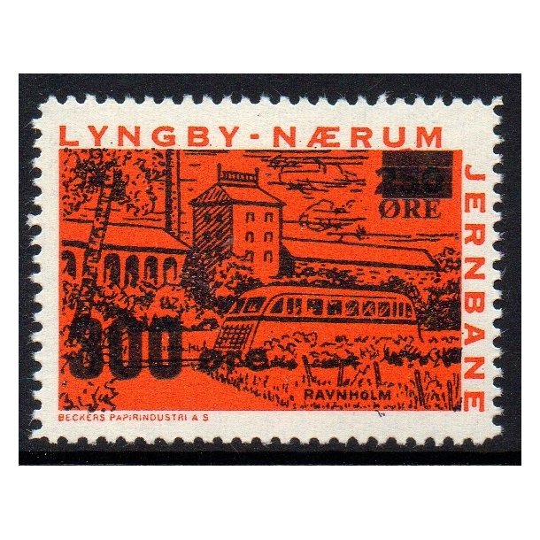 Lyngby - Nrum - Banemrke - 250 re overstemplet til 300 re - Ustemplet