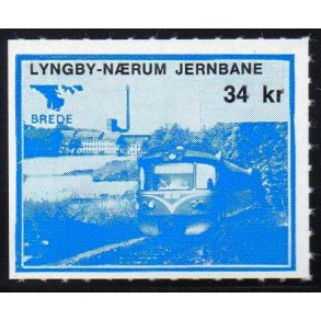 Lyngby - Nrum - Jernbane - Banemrke - 34 Kr. - Ustemplet