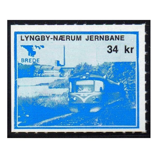 Lyngby - Nrum - Jernbane - Banemrke - 34 Kr. - Ustemplet