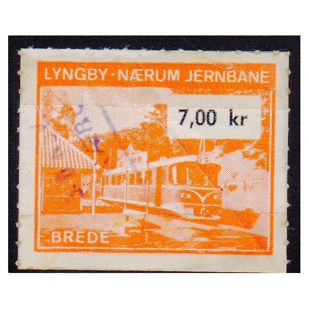 Lyngby - Nrum - Jernbane - Banemrke - 7,00 Kr. - Stemplet