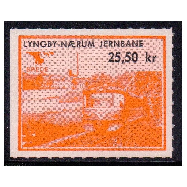 Lyngby - Nrum - Jernbane - Banemrke - 25,50 Kr. - Ustemplet