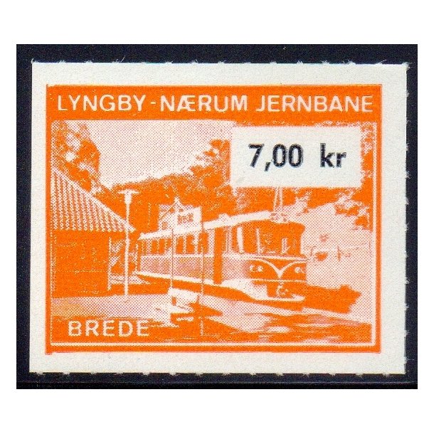 Lyngby - Nrum - Jernbane - Banemrke - 7,00 Kr. - Ustemplet