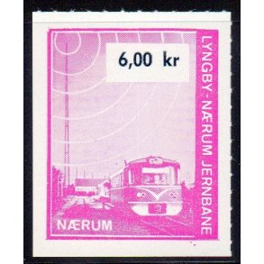 Lyngby - Nrum - Jernbane - Banemrke - 6,00 Kr. - Ustemplet