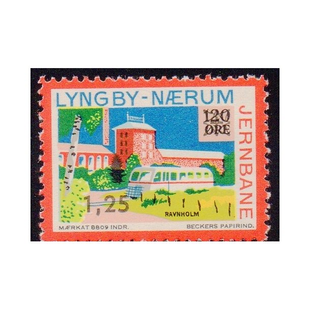 Lyngby - Nrum - Jernbane - Banemrke - 120 re overstemplet til 125 re - Ustemplet