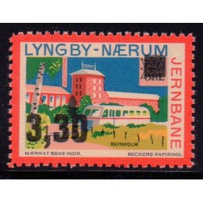 Lyngby - Nrum - Jernbane - Banemrke - 120 re overstemplet til 3,30 Kr - Ustemplet