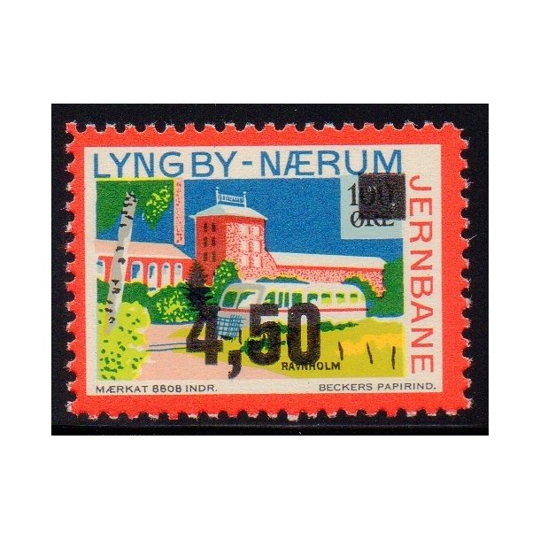 Lyngby - Nrum - Jernbane - Banemrke - 120 re overstemplet til 4,60 Kr.- Ustemplet