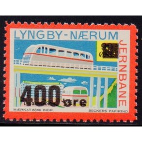 Lyngby - Nrum - Jernbane - Banemrke - 90 re overstemplet til 400 re - Ustemplet