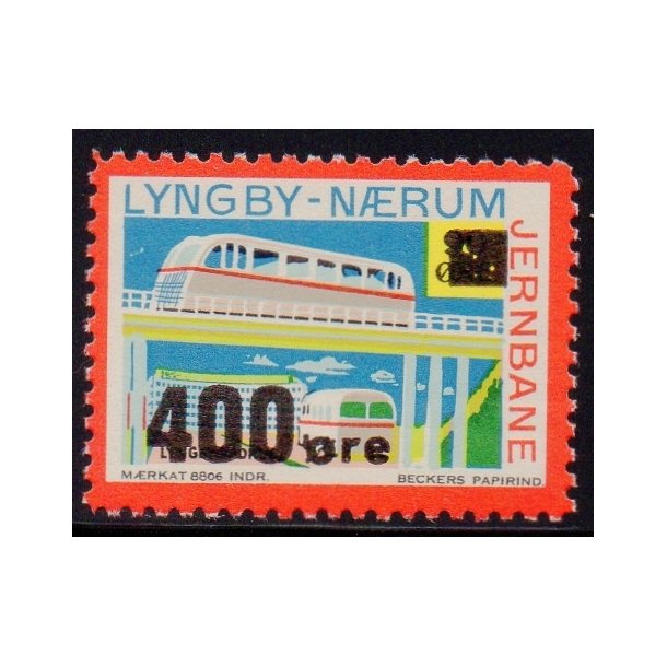 Lyngby - Nrum - Jernbane - Banemrke - 90 re overstemplet til 400 re - Ustemplet