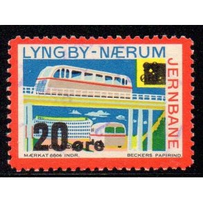 Lyngby - Nrum - Jernbane - Banemrke - 90 re overstemplet til 20 re - Ustemplet