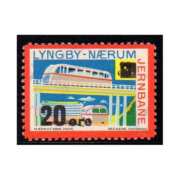 Lyngby - Nrum - Jernbane - Banemrke - 90 re overstemplet til 20 re - Ustemplet